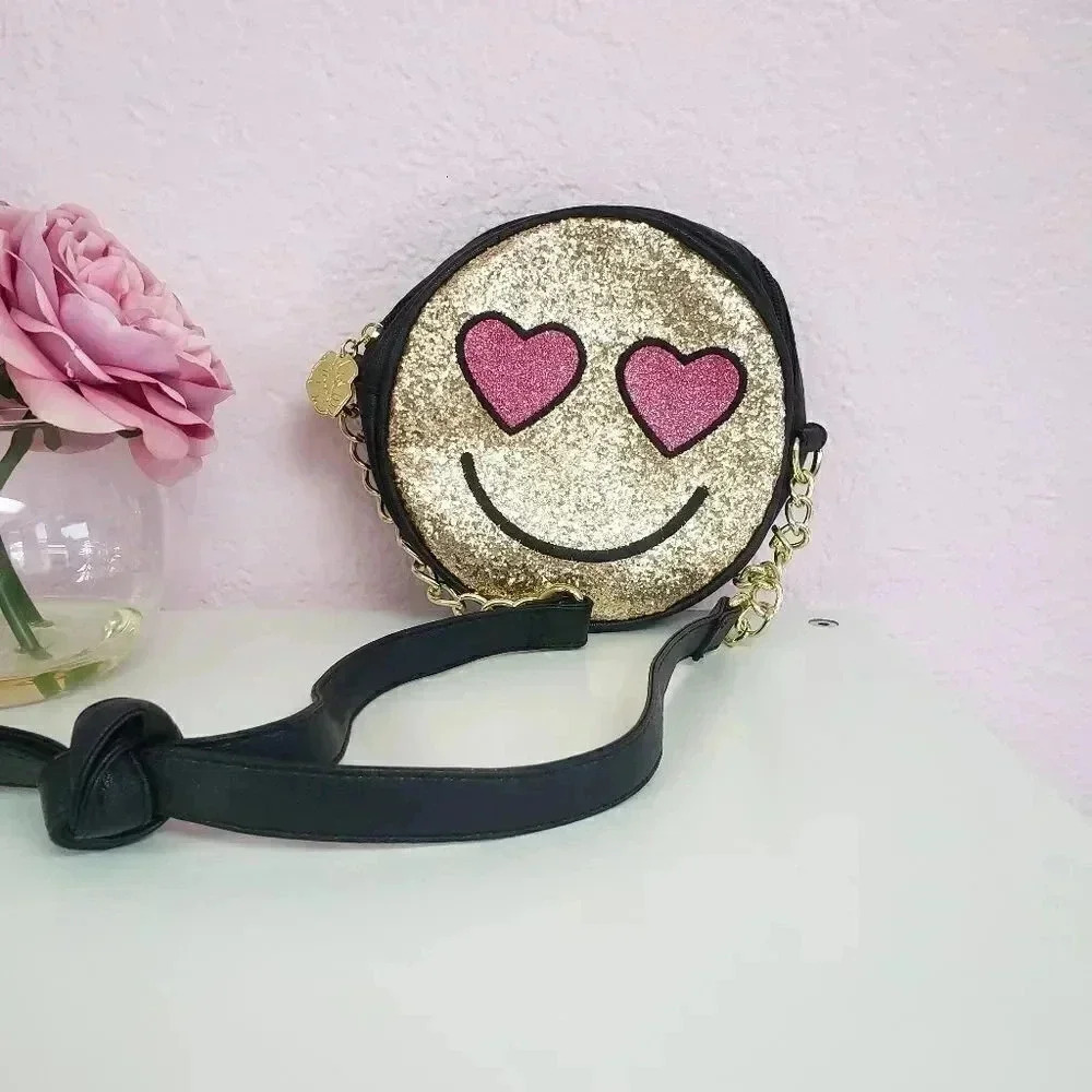 Betsey Johnson Glitter Smiley Face Crossbody Bag